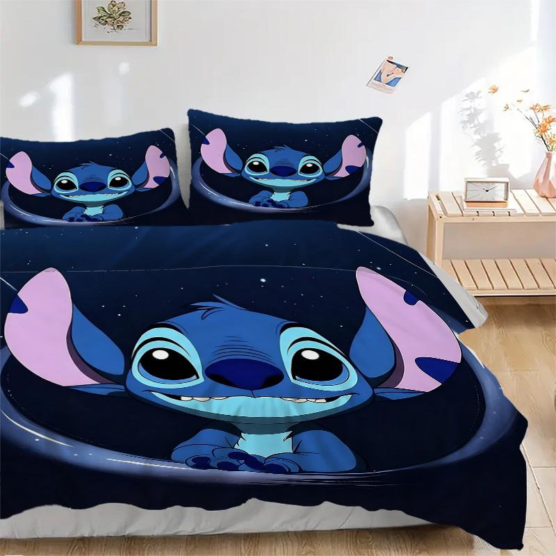 Stitch Space Adventure Print 3Pcs Bedding Setduvet Cover With 2 Bedropillowcase Home Birthday Gift