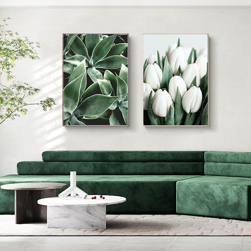 Скандинавские тропические растения, цветы, скандинавский постер, настенный художественный принт, зеленые листья, холст, картина для украшения гостиной, картина