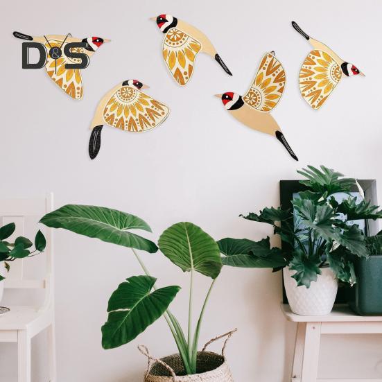 5 Pcs Wooden Bird Decor Rustic Flying Birds Wall Decoration Home Office Wall Art Bird Ornaments Gift for Bird Lovers
