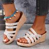 Fashion Design Wedges Slippers for Women Summer Chunky Platform Mules Sandals Woman High Heels Beach Shoes Slides Plus Size 42