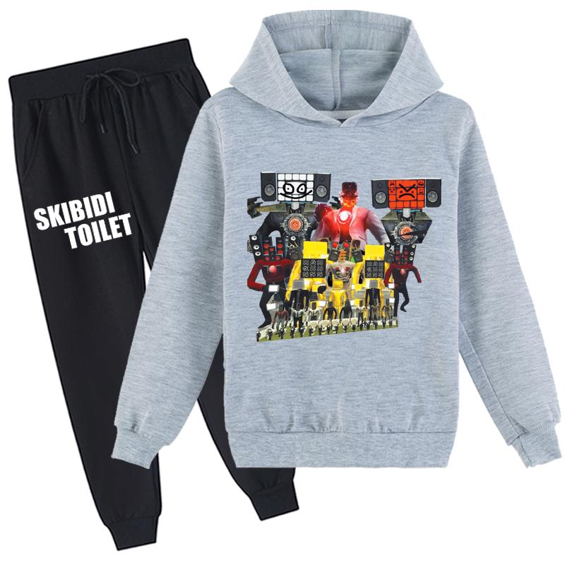 Kids 3D Hoodie Set Skibidi Toilet Pullover Tracksuit Speakerman Children Sweater+ Pants