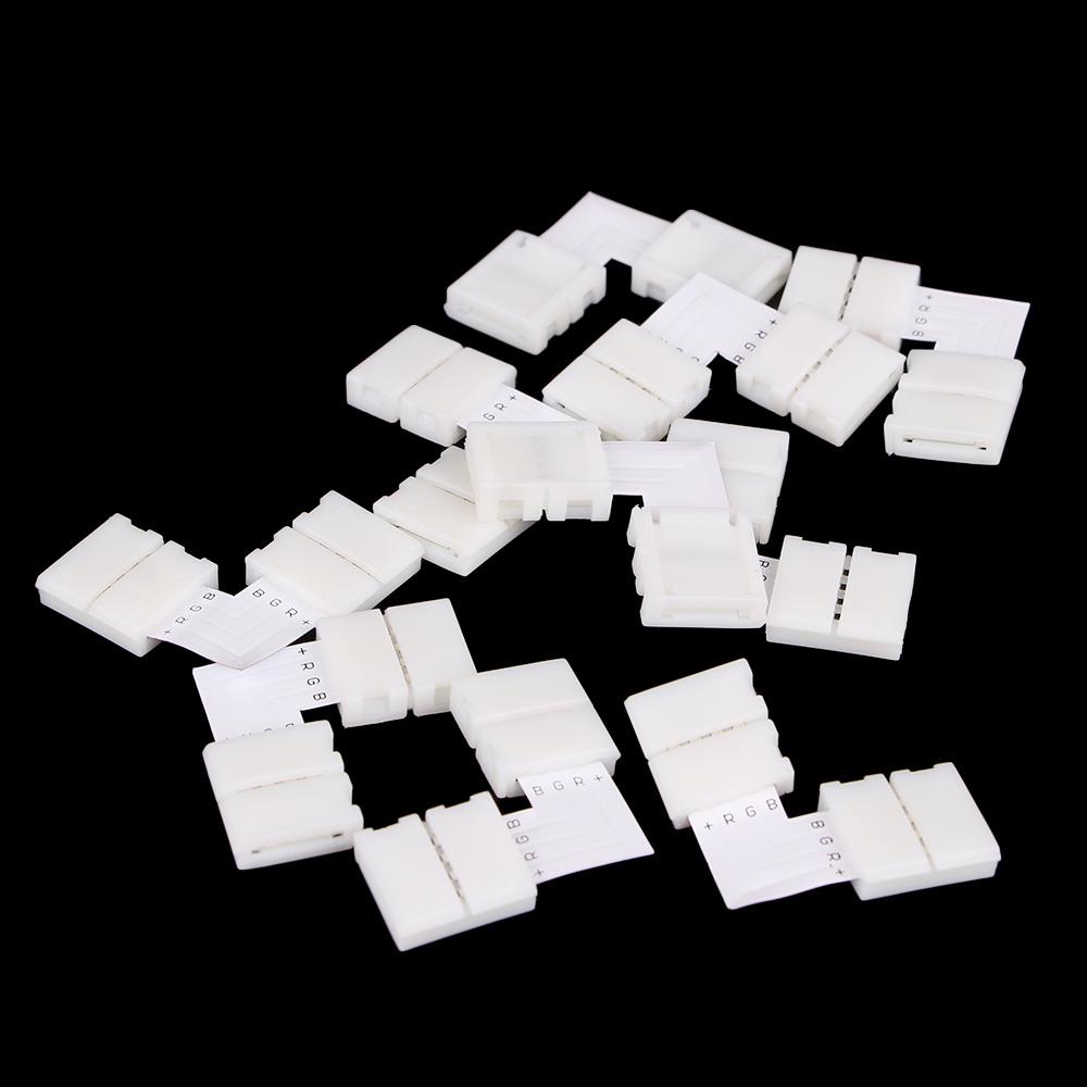 10Pcs 4Pin Corner Splitter LED Strip NO Soldering Light Connectors RGB 5050