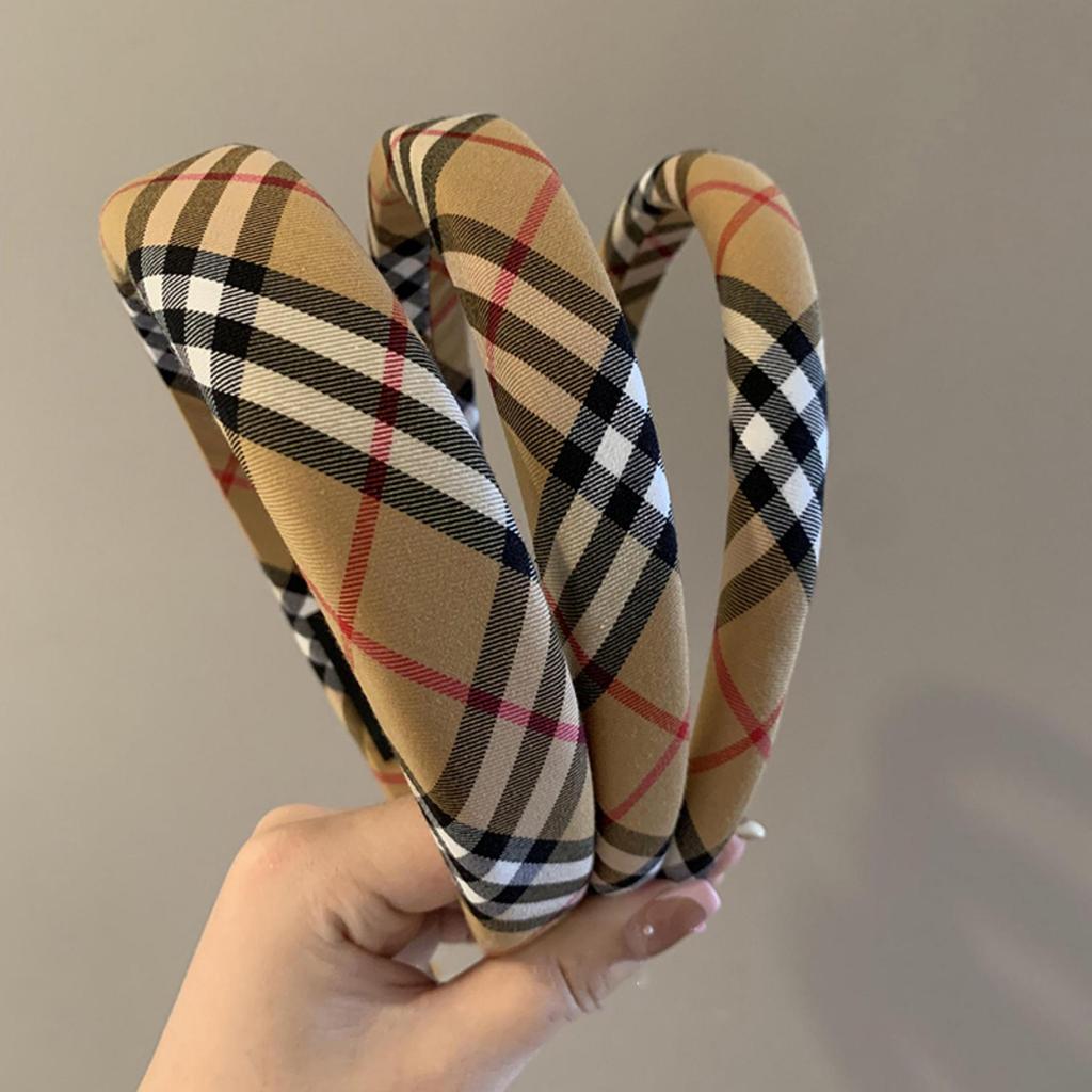 Plaid Wide-Brimmed Headband: Spring/Summer Age-Reducing Hair Accessory for Women