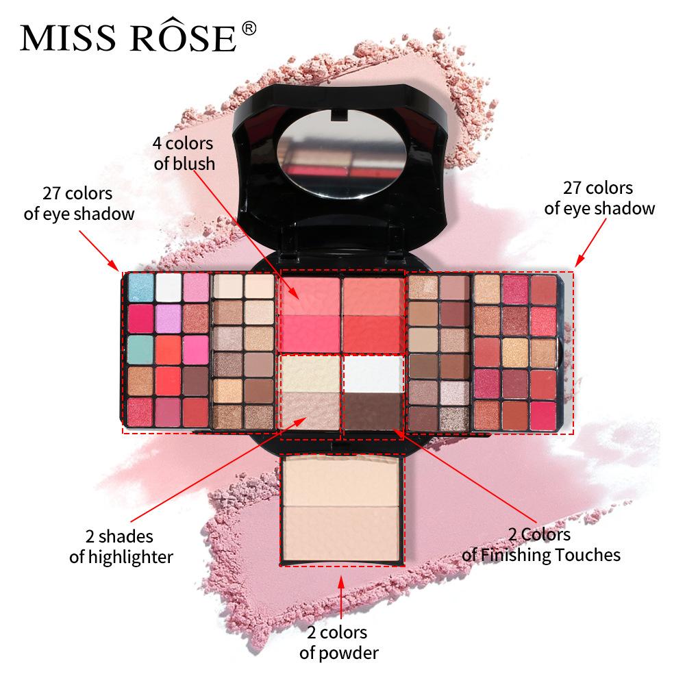 MISS ROSE 64-в-1 Изысканная коробка для макияжа для девочек Профессиональные наборы для макияжа Универсальная палитра румян Макияж для бровей Вечерний макияж