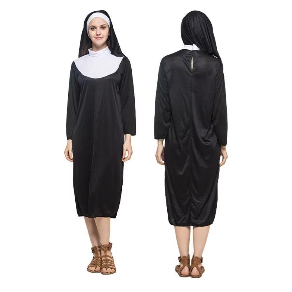 Black Father's Clothing Adult Size Cosplay Costume Gothic Style Nun Costume  Cosplay Events