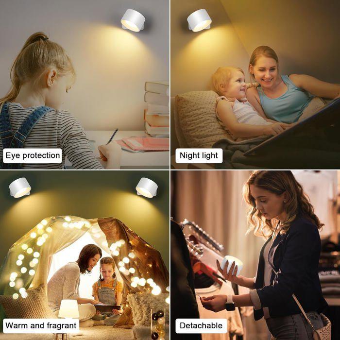 Applique Murale LED - RGB - Rechargeable USB - 360° Rotative - 16 Couleurs - Design Contemporain