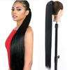 LISI HIAR Women Long Straight Ponytail Hair Extensions Clip In Fake Hairpiece Synthetic Blonde Wrap Around Long Smooth Straight Ponytail