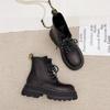 Мода 2024 Обувь для женщин На шнуровке Женские ботинки Весна Осень Круглый носок Однотонные Короткое голенище Массивный каблук Модные ботинки Zapatos Mujer