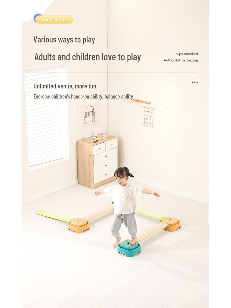 Нескользящий край Детское квадратное балансировочное бревно для помещений - Сенсорная тренировка и игрушка для раннего развития
