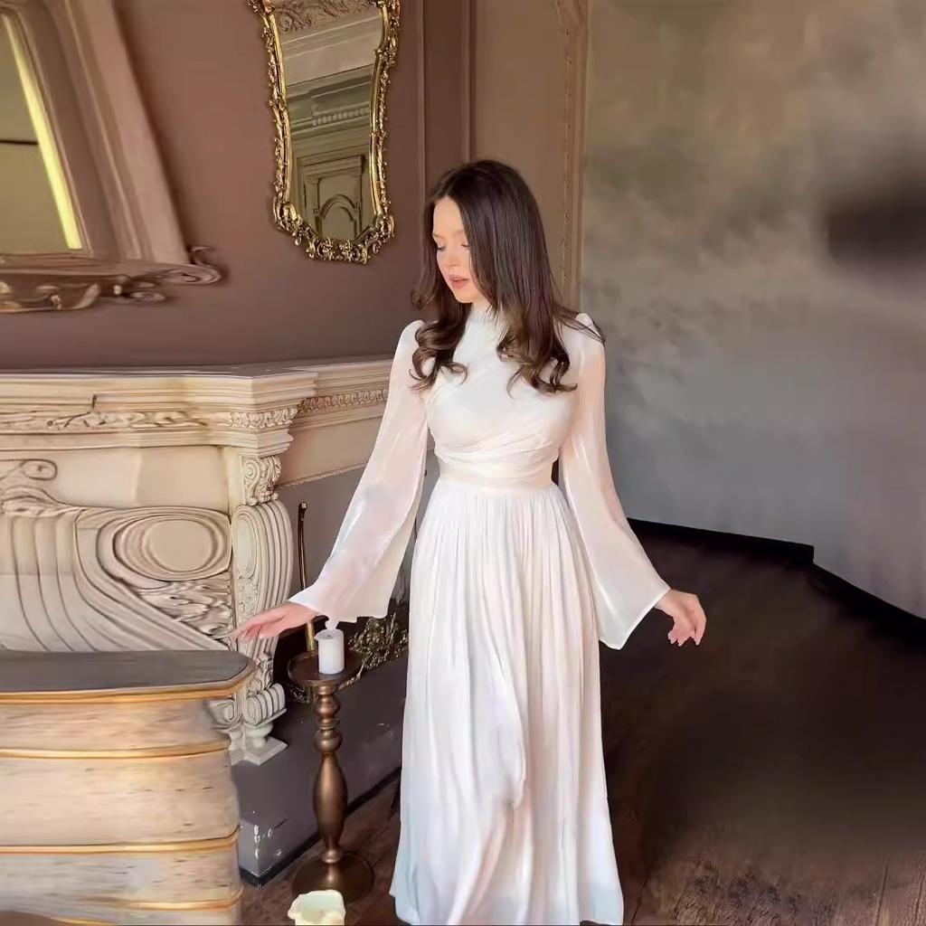 GMXIA Платье-полуводолазка женское с длинным рукавом юбка для перерыва на чай