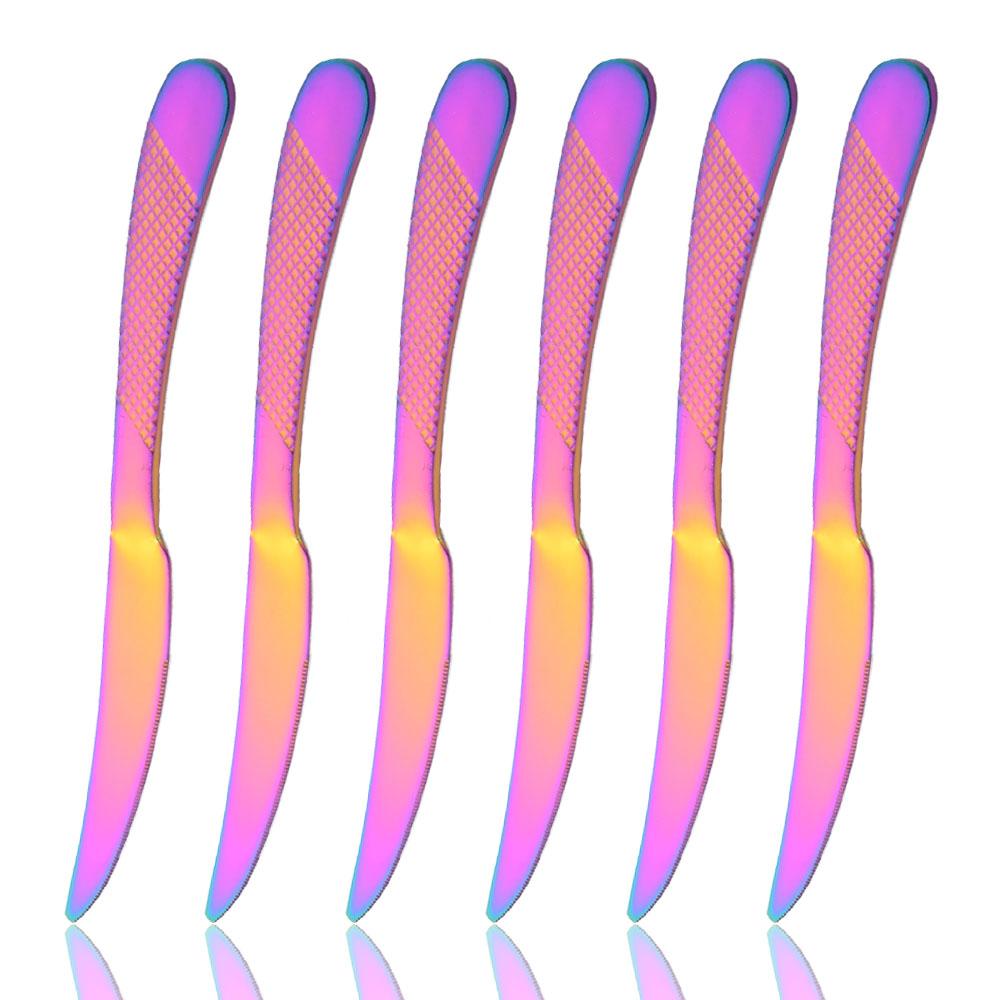 Jankng 6 шт. золотые ножи для стейка Wenstern, набор столовых приборов, набор столовой посуды из нержавеющей стали, острые обеденные ножи, посуда, столовые приборы