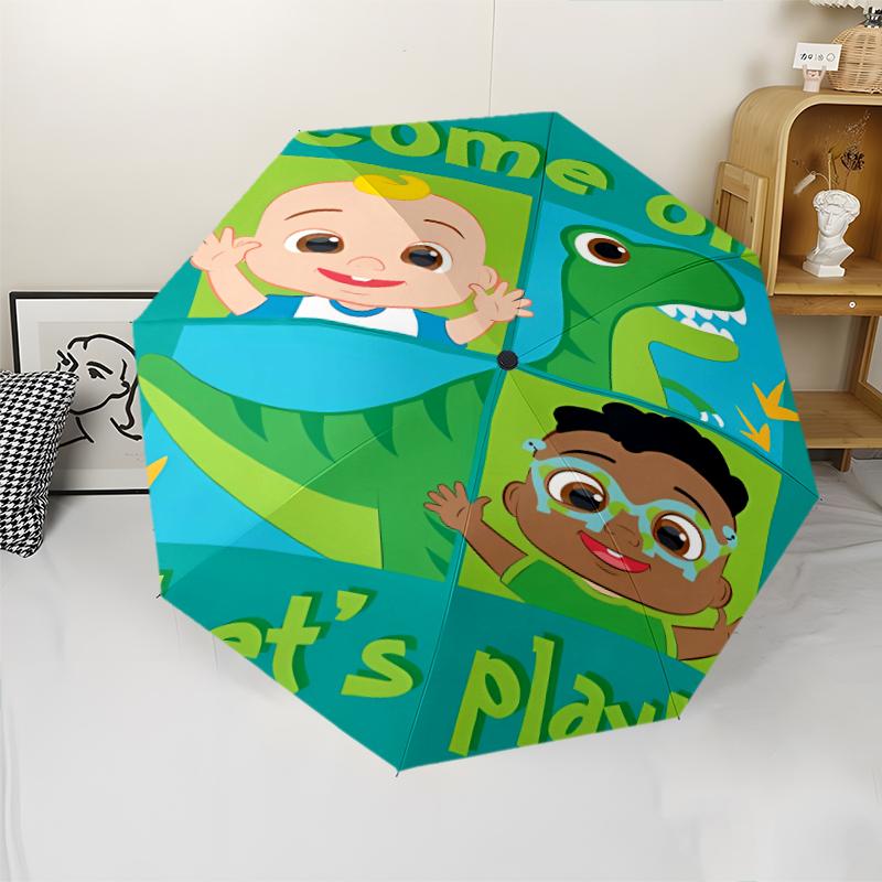 Jay Franco Cocomelon Print Automatic Umbrella, 8 Rib Iron Frame, Plastic Handle, Suitable for Outdoor Travel &Daily , Ideal Gift