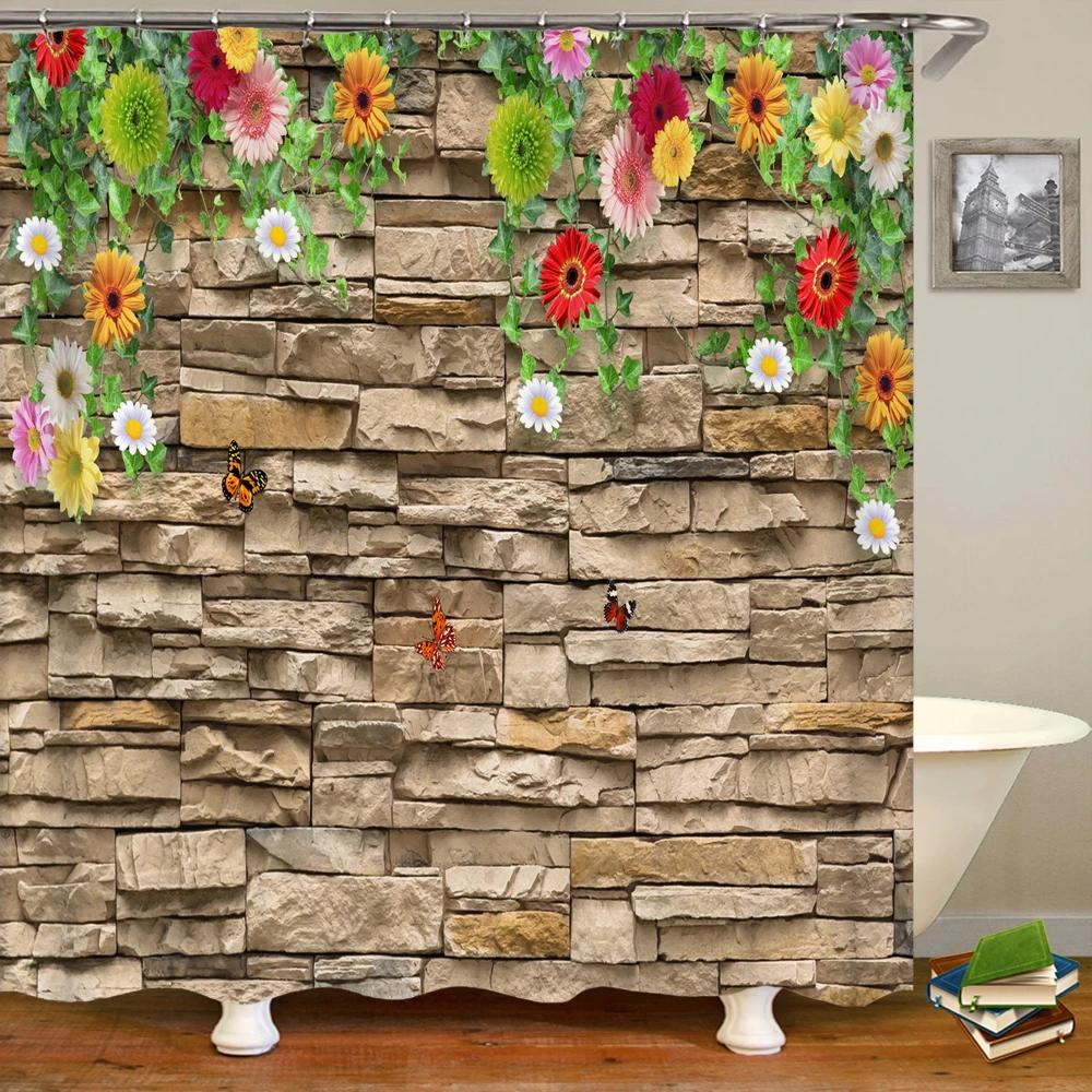 3D вид из окна, пейзаж, напечатанная шторка для душа, моющаяся занавеска для ванны, украшение для ванной комнаты с крючком
