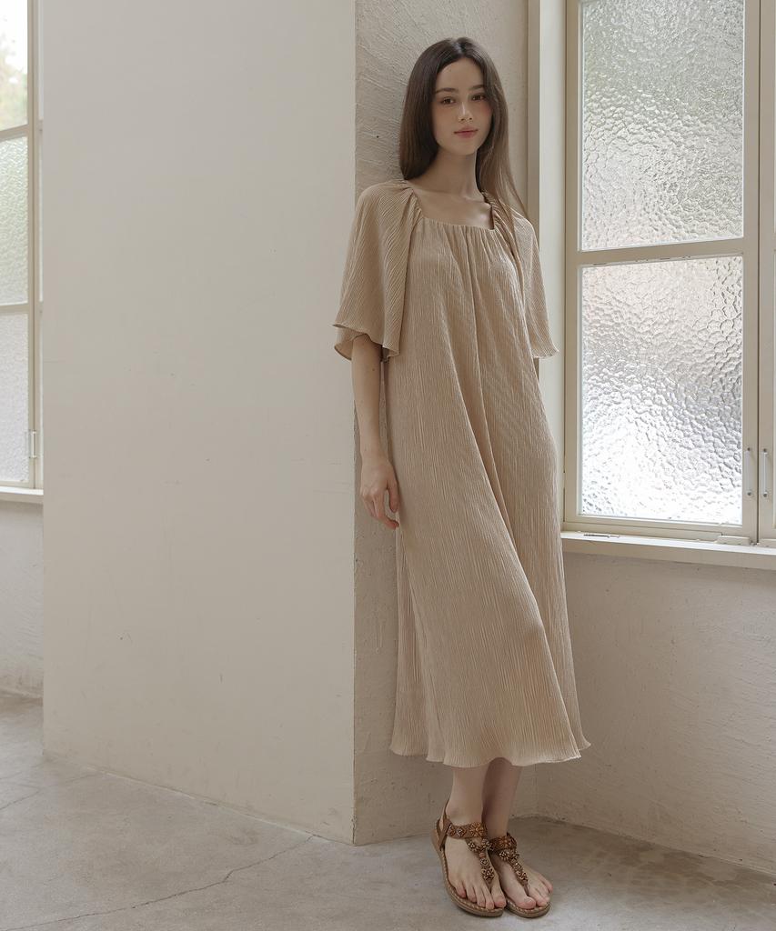 Tina Blossom Striped Beige Dress