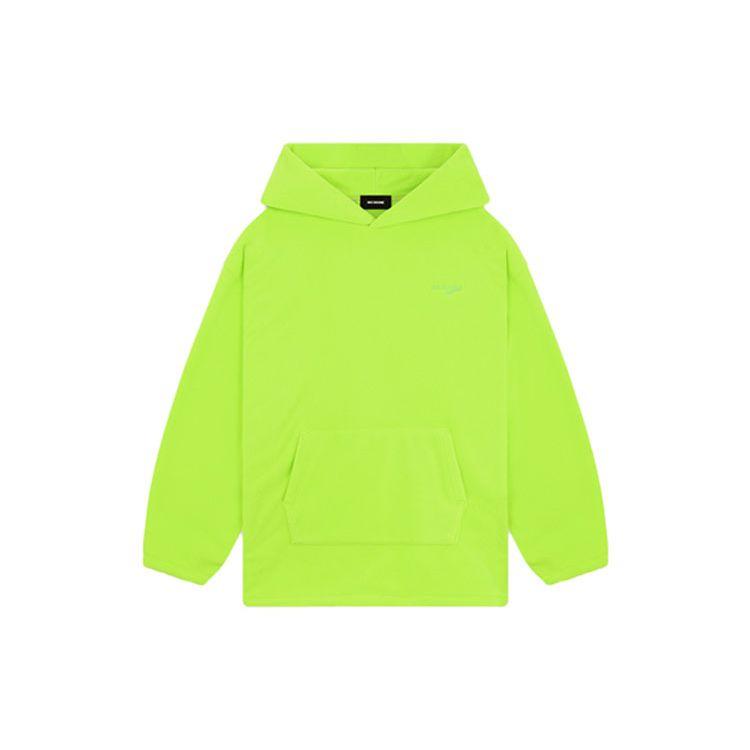 We11done FW23 Logo Fleece Loose Fit Long Sleeve Hoodie Unisex hoodies Lime-Green WD-TH3-23-778-U-LM