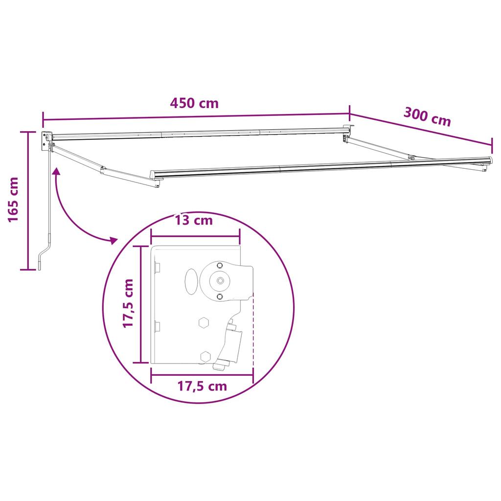 Retractable Awning Sand 4.5 * 3 m Polyester and Aluminum