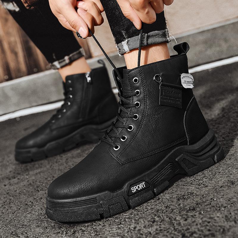 Martin Boots Men's 2025 Autumn New High-top British Style Mid-top Leather Boots Tooling Waterproof Heightening Men's Leather Boots