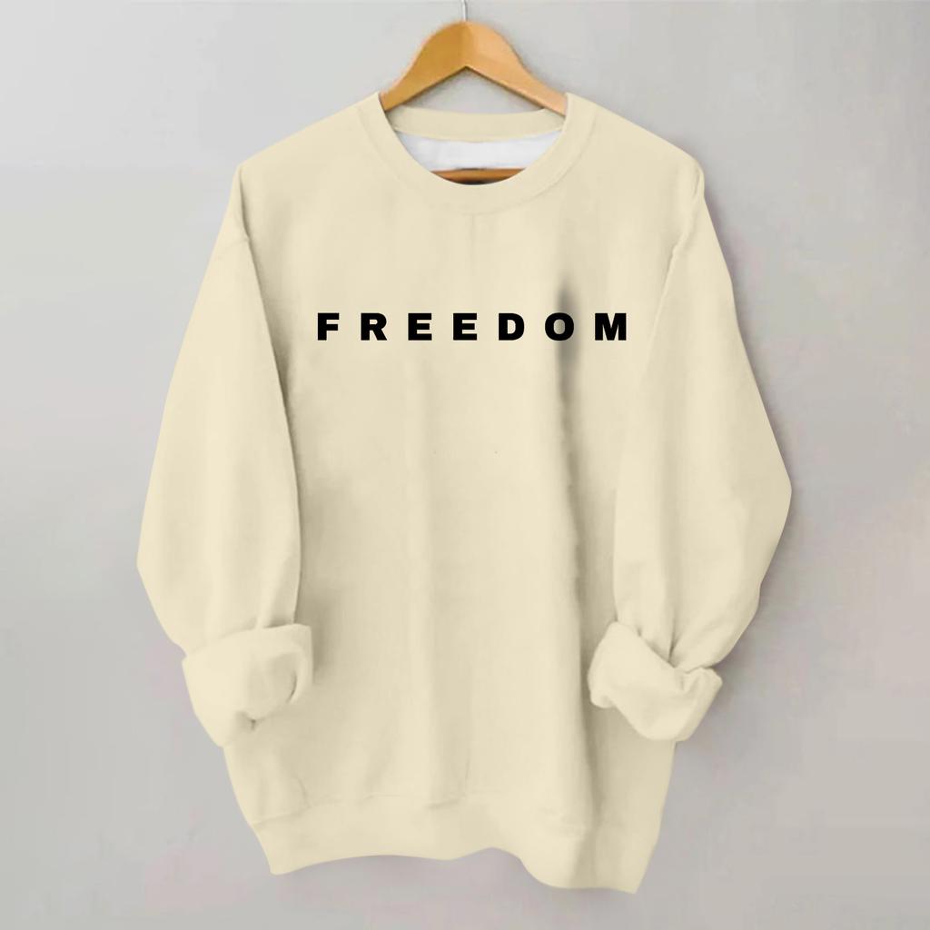 Women's Loose And Comfortable Round Neck Long Sleeved Sweatshirt With Printed Text