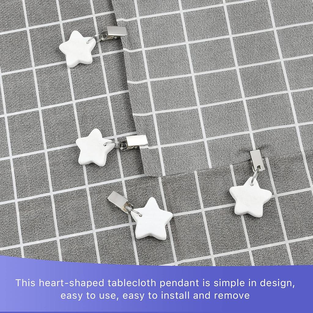 Metal Clip Tablecloth Weights Star Table Cover Weights Stone Table Weights Hangers Tablecloth Pendant for Picnic Dinner Teardrop