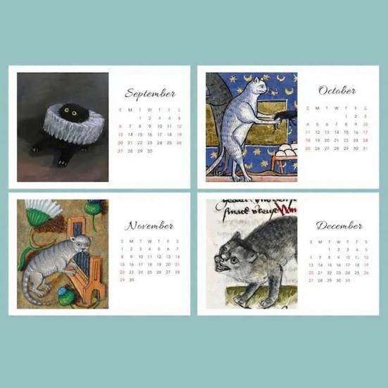 Уродливые коты на картинах эпохи Возрождения Календарь 2026 Смешные средневековые коты Настенный календарь Винтажный 12-месячный планировщик Странное настенное искусство с котами эпохи Возрождения для кота