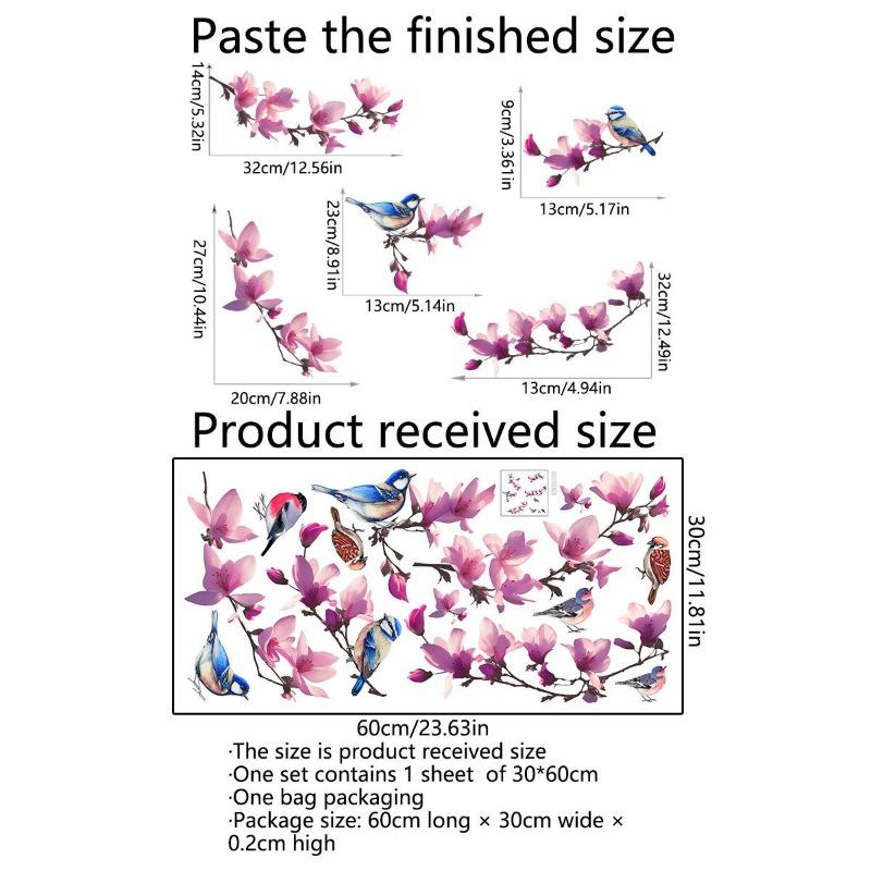 Красочные цветы и бабочки Электростатическая наклейка на стену для окон