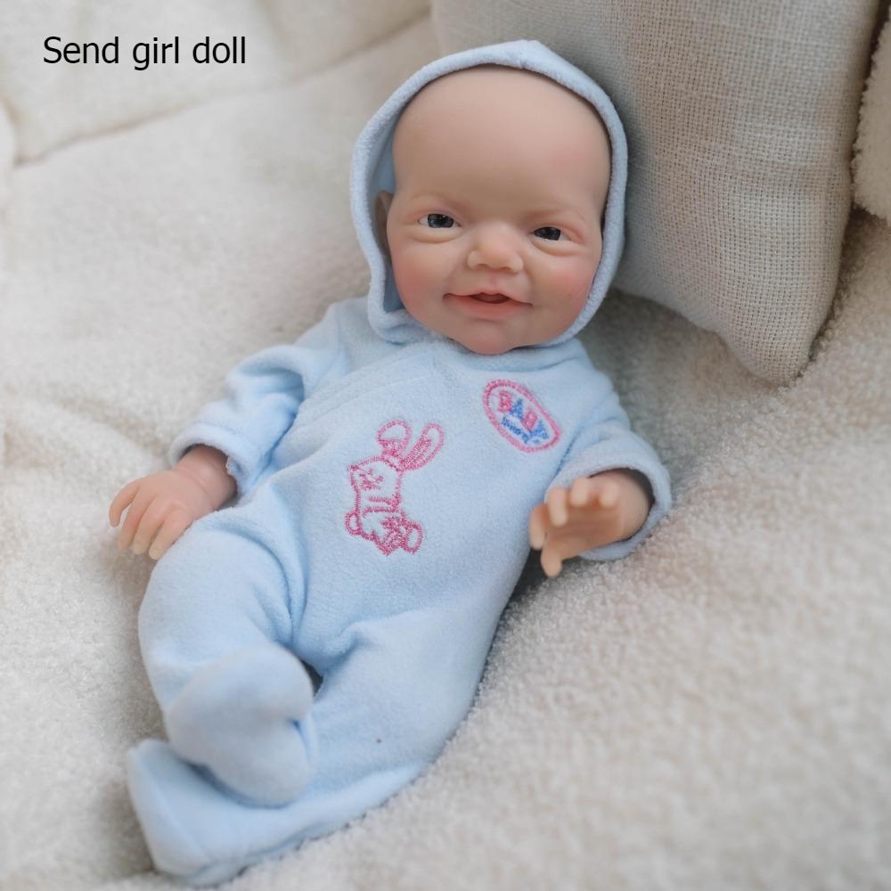 8-дюймовая кукла-реборн из цельного силикона Чарли Кролик Печать Синие Штанишки Силиконовая кукла Мягкая Q Эластичная кукла-реборн для ребенка Рождественские подарки