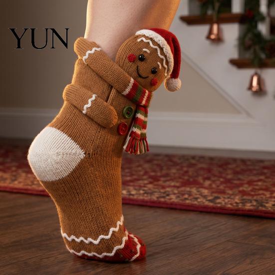 Gift Card Storage for Holidays 3D Hugging Christmas Stockings Fireplace Decorations, Large Knit Holiday Hanging Bags with Santa/Elk/Snowman