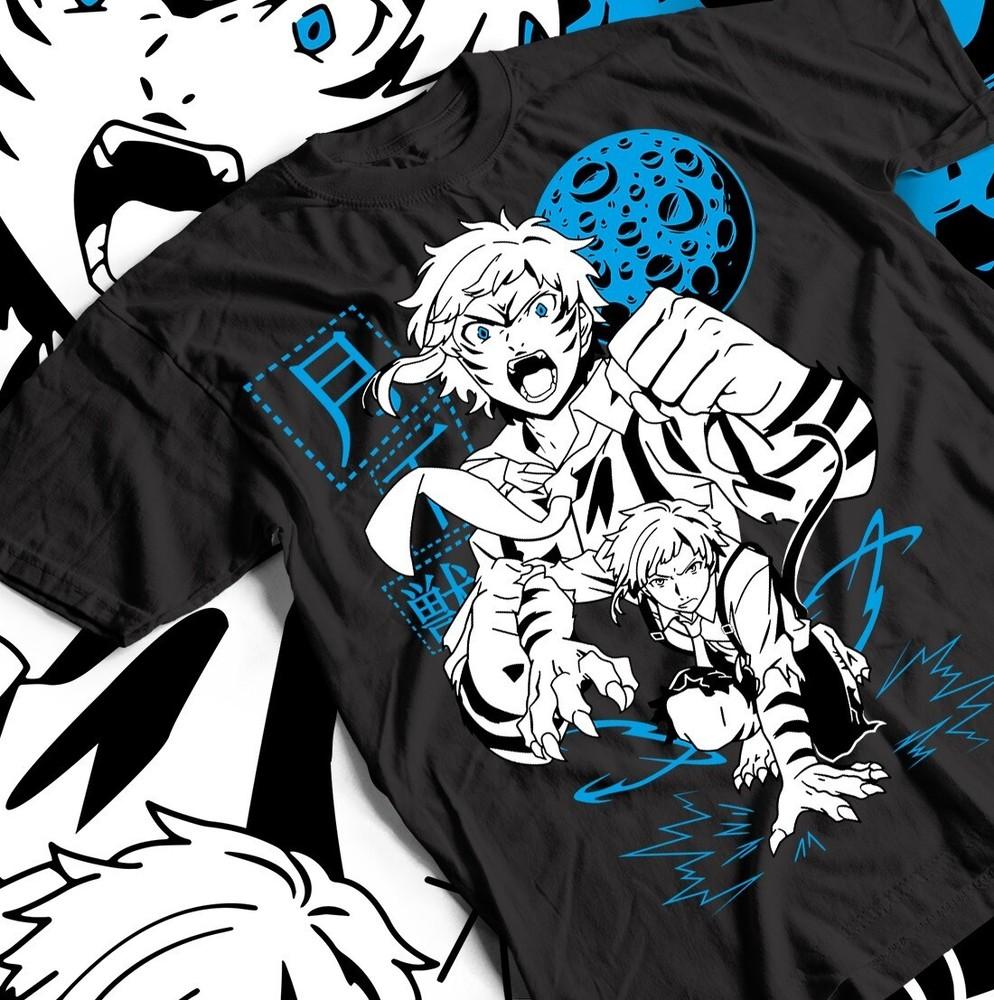 Футболка Bungou Stray Dogs, Аниме-футболка в подарок, Манга-футболка, Унисекс хлопковый топ