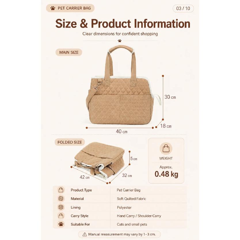 Portable Pet Carrier for Outdoor Use, Single‑Shoulder, Hand‑held & Crossbody, Warm & Lightweight, for Cats and Dogs