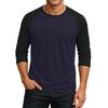 Men's Round Neck Contrast Color Raglan Three-quarter Sleeve Top T-shirt