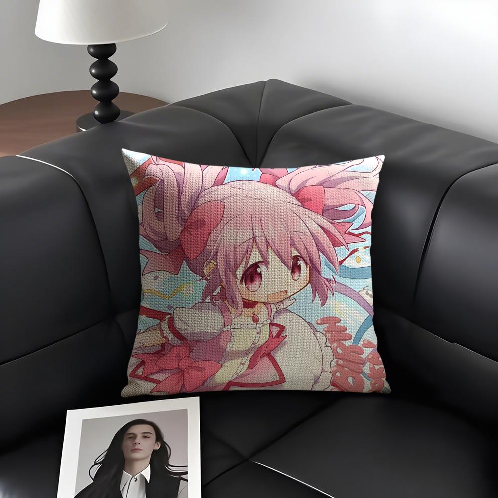 M-Madoka Magicaa Милая Наволочка На Подушку Натуральный Лен Органическая Ткань Двусторонняя Печать Диван Домашний Декор Подарок