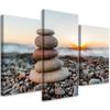 Three Piece Picture Canvas Print Stone Sea Beach Zen