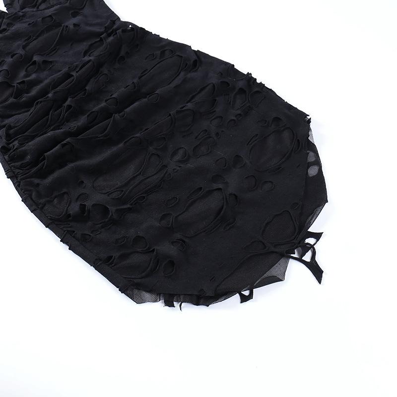 GMXIA Сексуальная микропроницаемая юбка женская темная рваная облегающая разрезная юбка с запахом на лямках