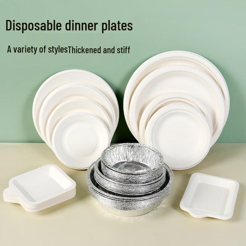 MOLUONA Disposable Round Sugarcane Pulp Plates