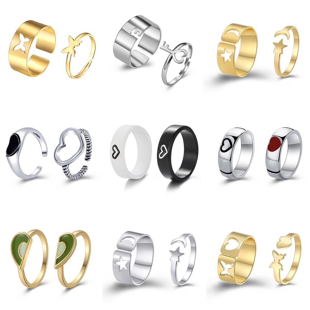 iF ME Модный комплект колец с бабочкой и сердцем, элегантные золотые, серебряные кольца для пар, аксессуары, ювелирные изделия