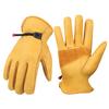 Security Protection Gloves Cowhide Leather Gardening Gloves With Reinforced Palm Stretchable Wrist Tough Working Glove For Wood