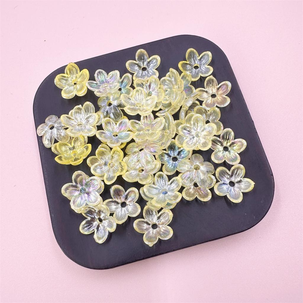 100 шт., прозрачные, около 12 мм, свободные бусины, материал ручной работы, пятилепестковый цветок, акриловое покрытие, цветной пластик, ювелирные аксессуары, цветочек