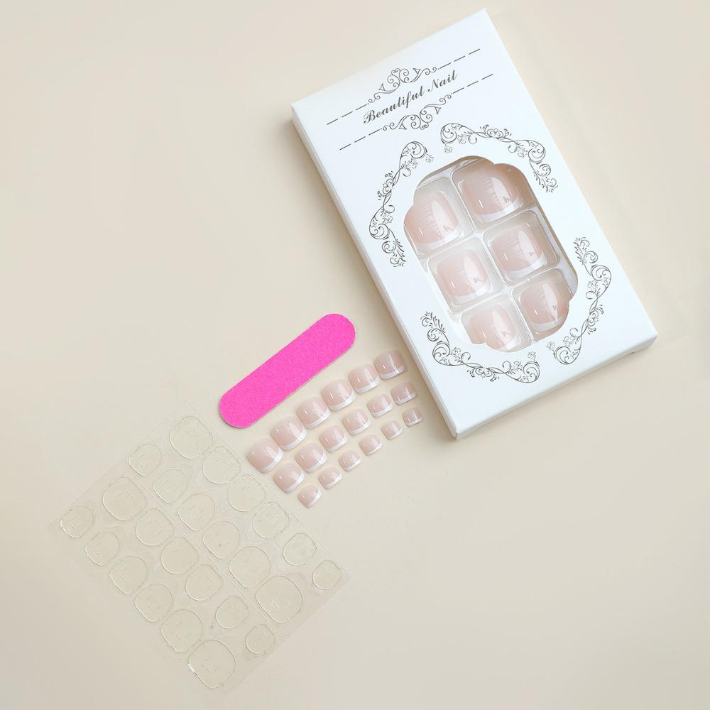 Wearable Manicure False Toe Nails Square Head Press On Nails Fashion Fake Toenails Girl