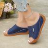 2025 European and American slope heel slippers round head wear new women's cool slippers comfortable versatile light travel