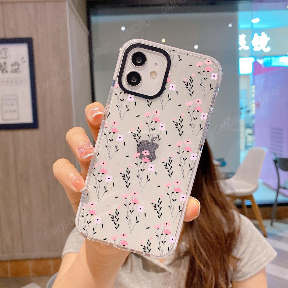Маленький свежий цветочный чехол для мобильного телефона iPhone15 горячая распродажа прозрачный чехол для мобильного телефона Apple 17promax мягкий чехол