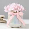 Искусственный цветок в керамической вазе с шелковым бантом Мягкая реалистичная композиция из искусственных цветов Декор для дома, рабочего стола, столешницы