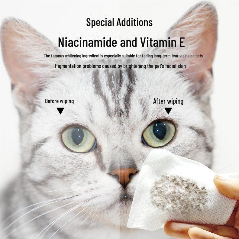 EONGOA Очищающие полотенца для лица домашних животных: Удаляет пятна от слез, желтую бороду, черный подбородок у собак и кошек.