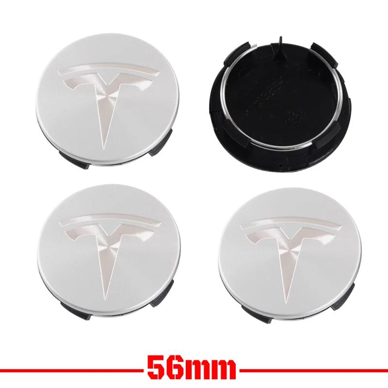 4pcs for Tesla Model 3 Model Y Badge Covers Hub Caps 4pcs 56mm Hub Center Caps for Tesla Model Y X S 2023 Auto Accessories Style