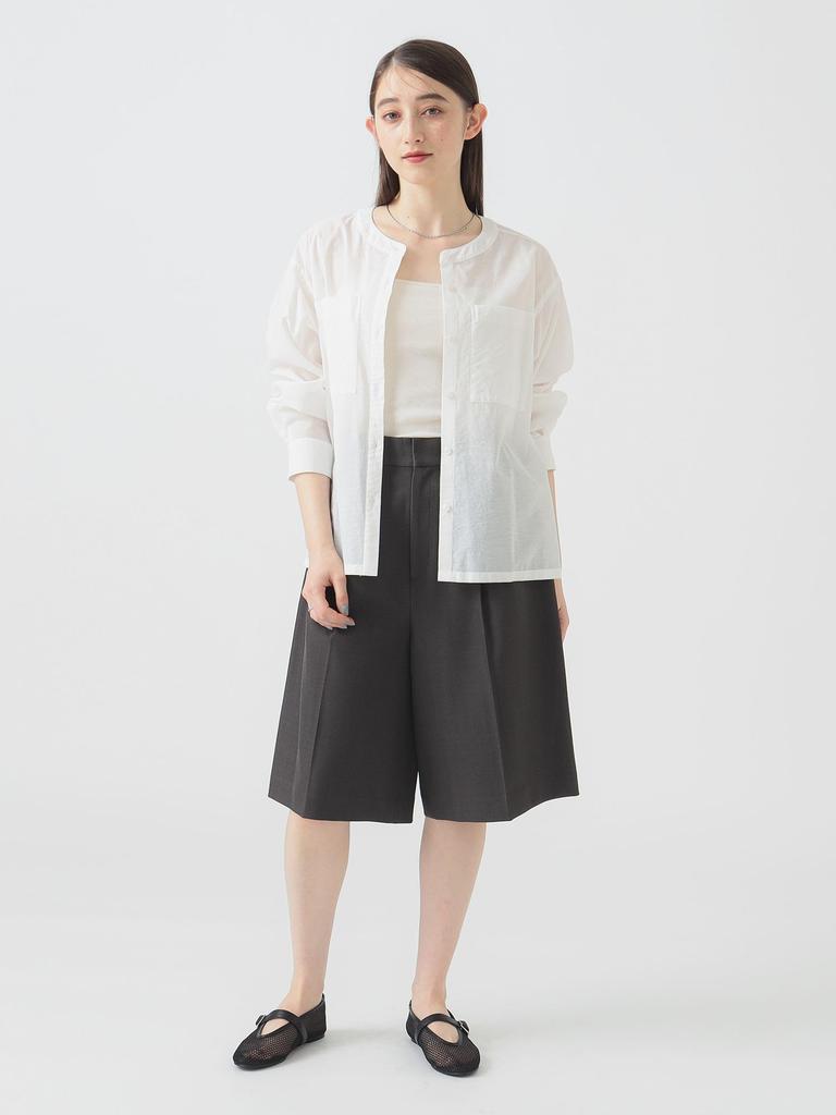 В:MING LIFE STORE by BEAMS Женская прозрачная рубашка молочного цвета (С-М)