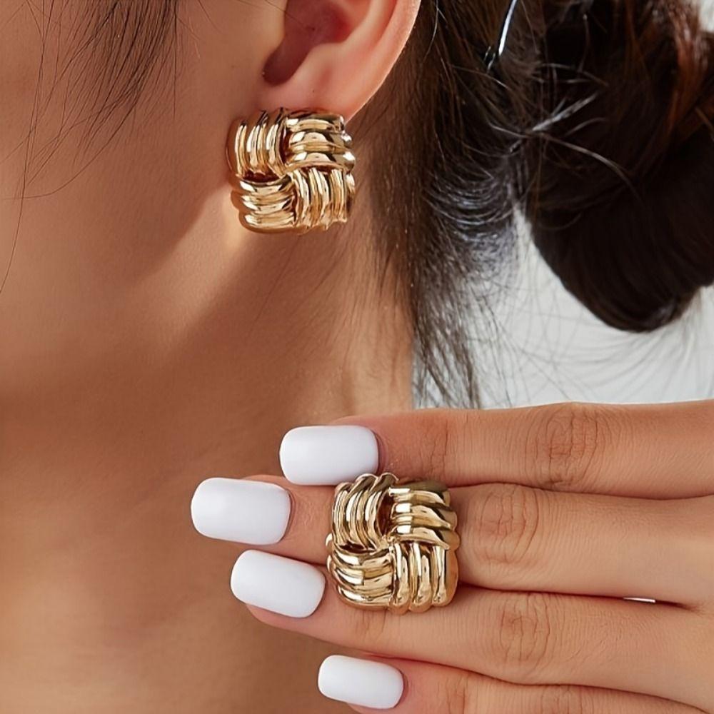 Винтажные серьги-гвоздики с волнами, витые серьги из цинкового сплава, модные серьги-гвоздики на каждый день