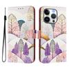 For iPhone 16 Pro Case Pattern Printing Wallet Phone Cover with Strap