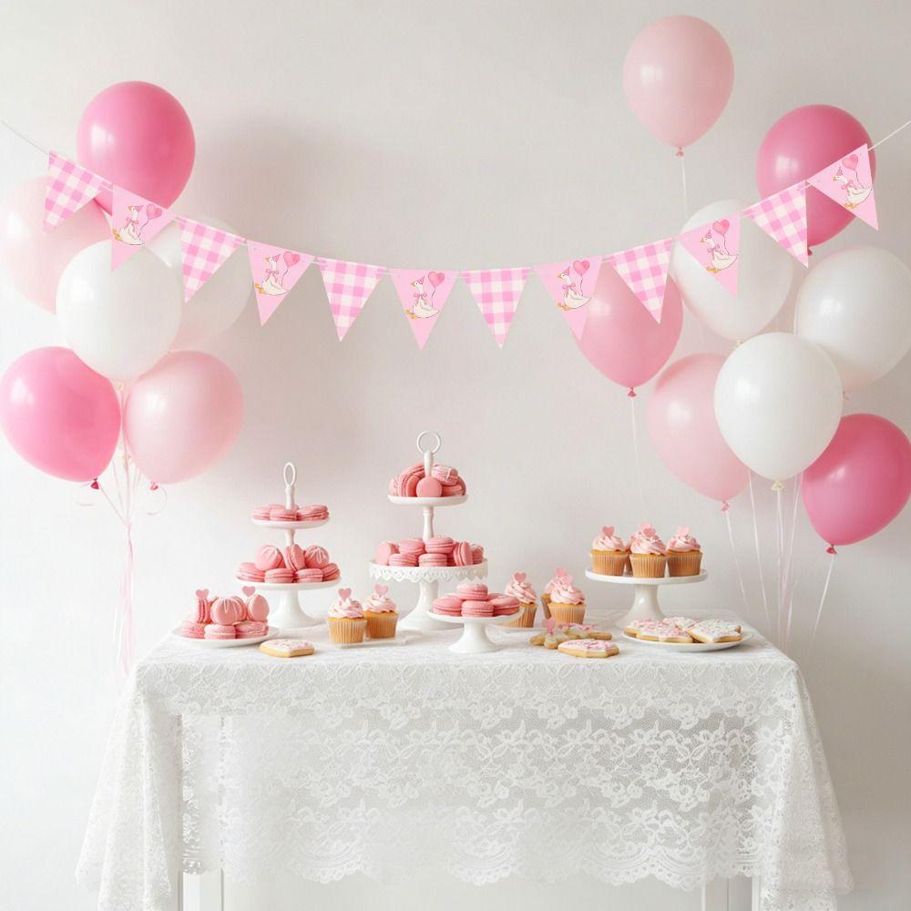 Pink Color One Silly Goose Party Triangle Banner Theme Design Goose Theme Garland  1st Birthday