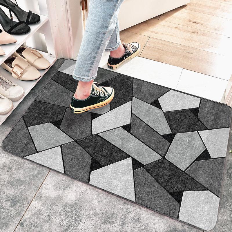 European Crystal Velvet Absorbent Floor Mat for Entrance, Bathroom, Bedroom, or Living Room - Washable.