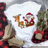 Fashion Kawaii Cartoon Christmas Santa Elk Graphic Women T-Shirt 90S Cute Summer Loose White Short Sleeve Tees O-Neck Ladies Top