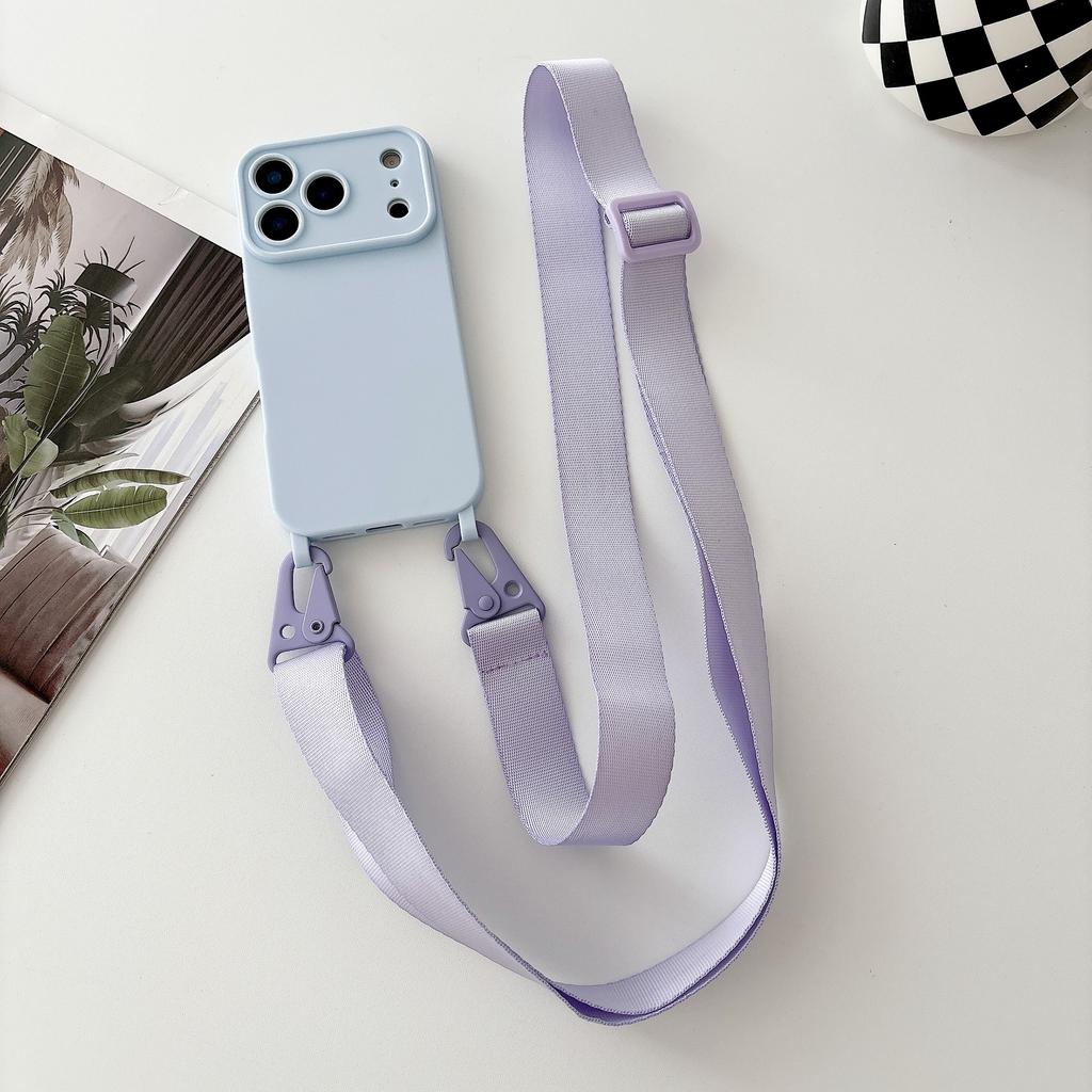 Силиконовый чехол для телефона конфетного цвета для IPhone 17 13 12 16 E 15 14 11 Pro Max Наплечный ремешок-шнурок Ожерелье Мягкая крышка
